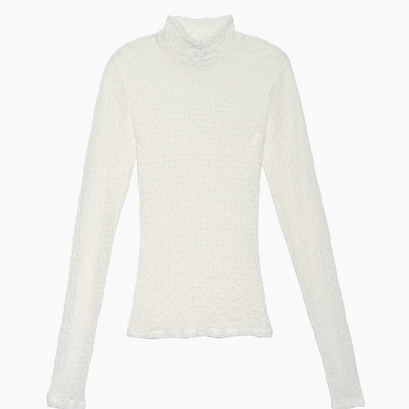 Textured Mesh Mock-Turtleneck Top - Picture 1 of 2